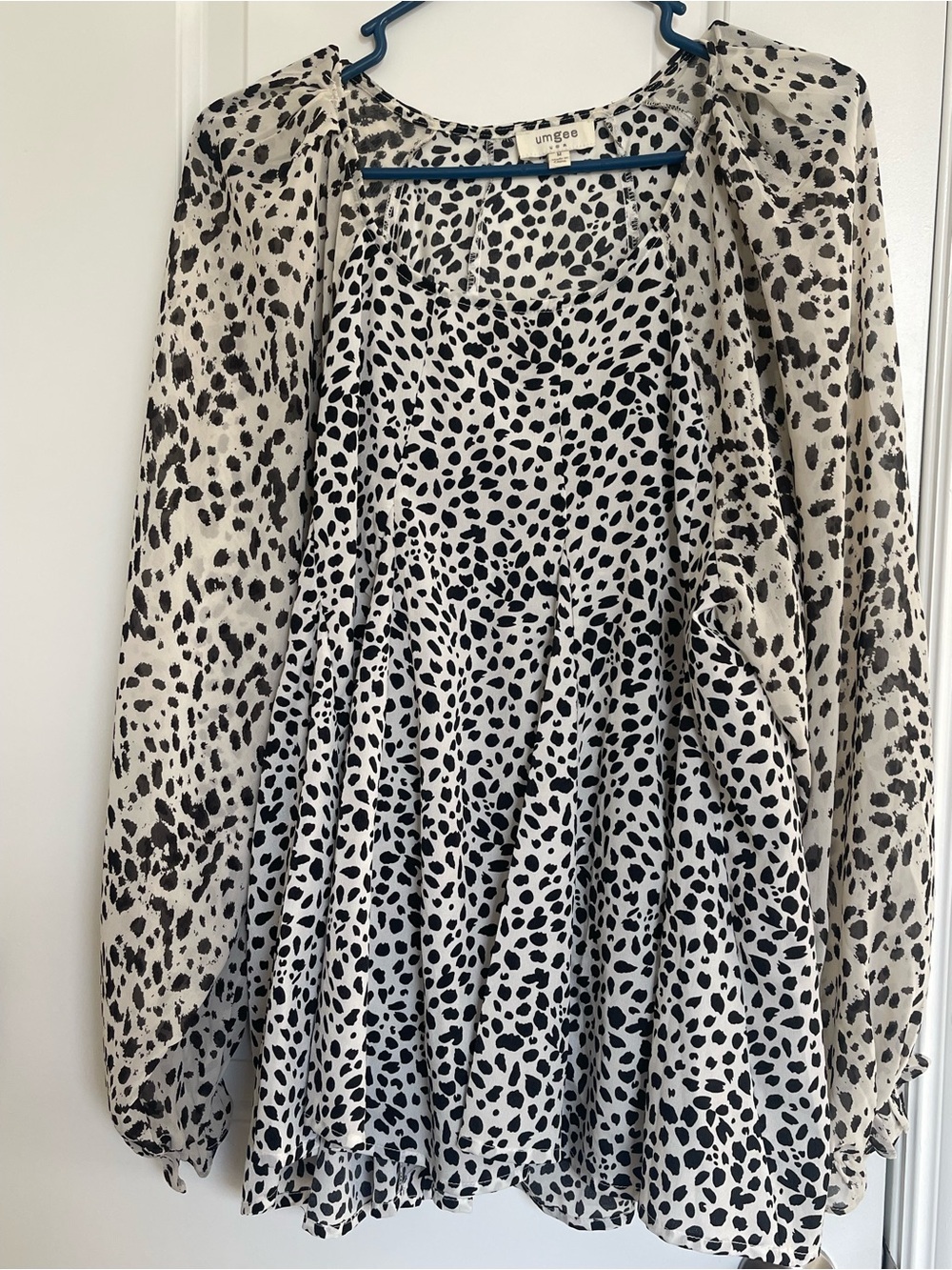Umgee Girls White & Black Spotted Casual babydoll top